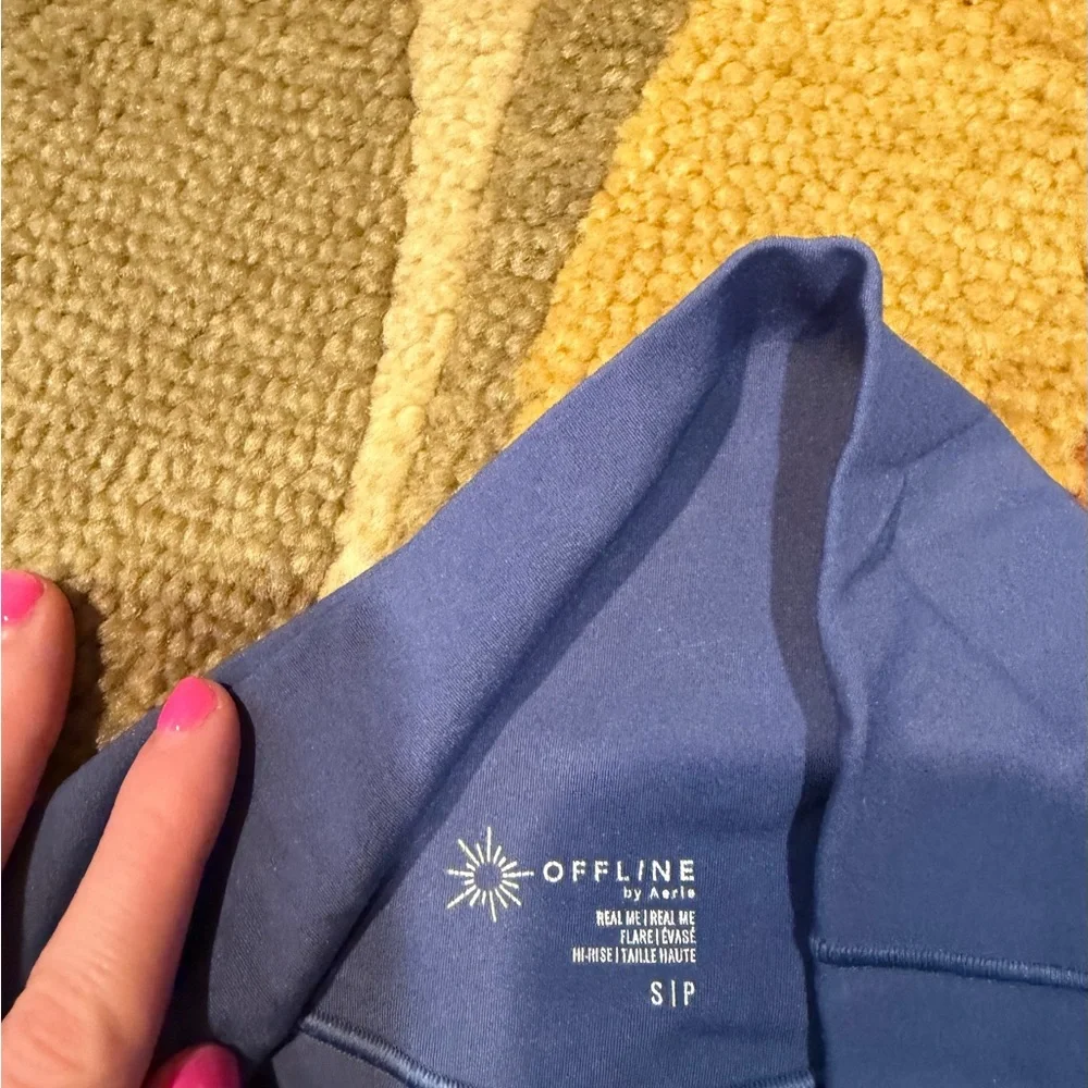 Offline by Aerie Real Me Flare Hi Rise Leggings Crossover Waistband Blue Small - Picture 4 of 5